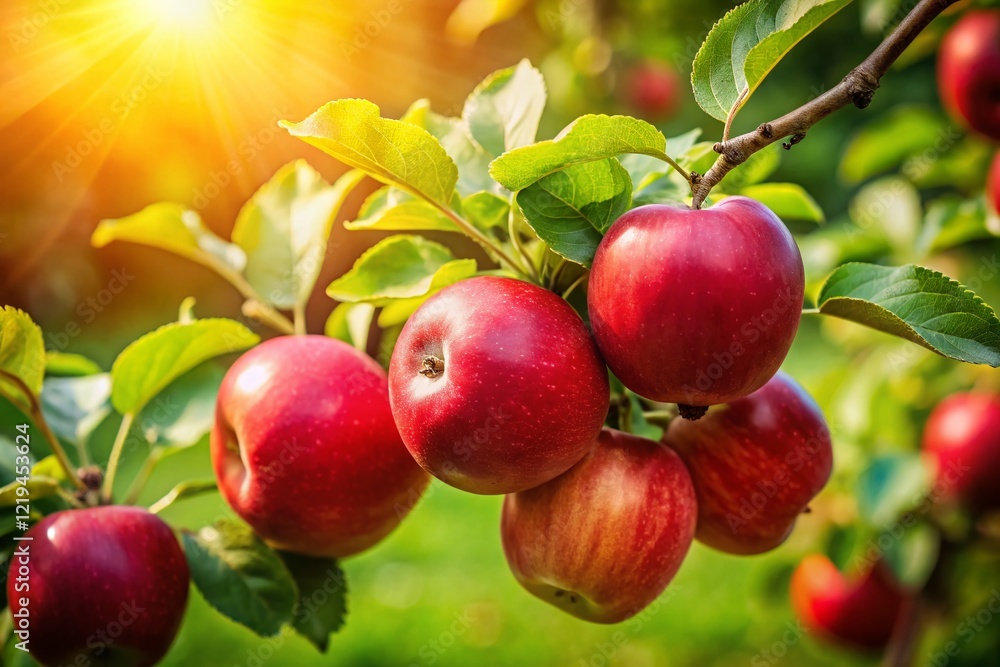 Small Apples in Garden - Freshly Picked Organic Fruit on Branch Small Apples in Garden - Freshly Picked Organic Fruit on Branch