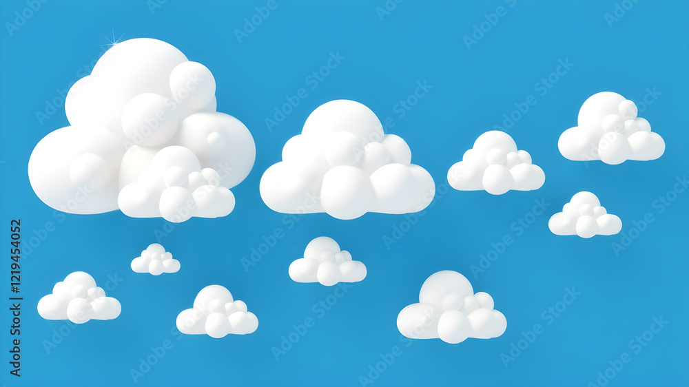 Simple illustration set of clouds of various shapes. Generative AI Simple illustration set of clouds of various shapes. Generative AI