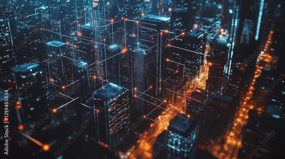 Smart digital Innovation city with connection network reciprocity over the twilight cityscape. of future smart wireless digital city and social media networking systems that connects people with city
Smart digital Innovation city with connection network reciprocity over the twilight cityscape. of future smart wireless digital city and social media networking systems that connects people with city