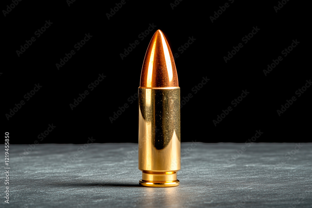 Close-up Photograph of a Single 9mm Cartridge Close-up Photograph of a Single 9mm Cartridge