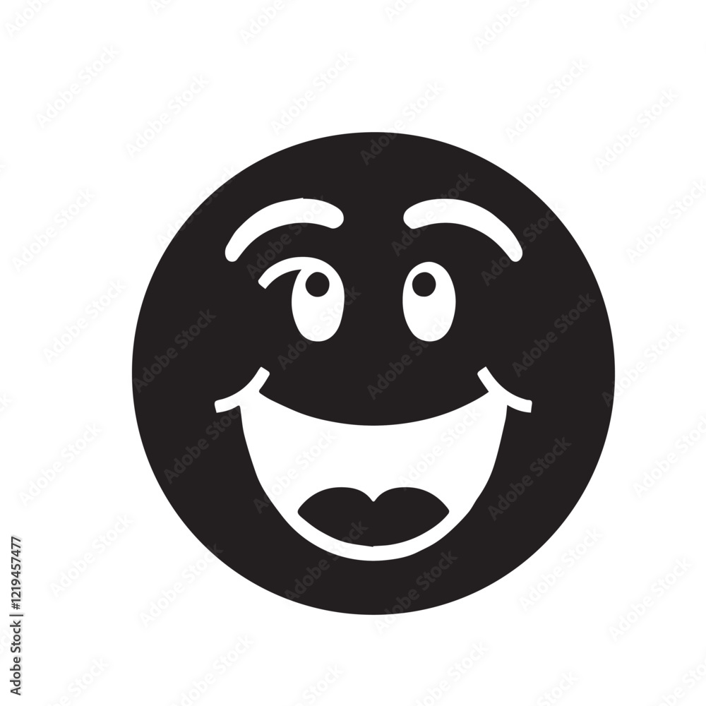 Happy Winking Emoticon Black and White Design Happy Winking Emoticon Black and White Design