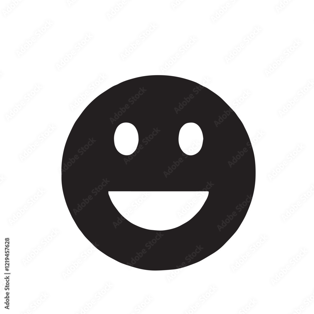 Happy Smiley Face Icon Black and White Graphic Happy Smiley Face Icon Black and White Graphic