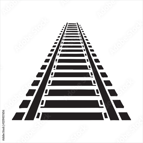 railroad track  silhouette on white background

