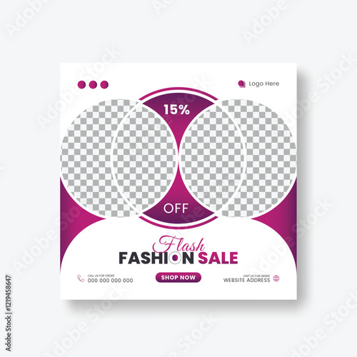 Modern fashion sale social media post and editable square banner template. Online fashion business offer promotion graphic web banner.