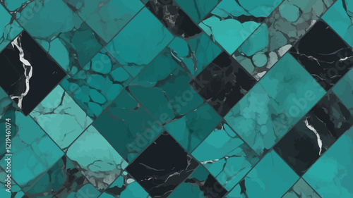 Collage of luxury pattern made of marble texture of green mosaic particles. Background for banner, background or texture for 3D mapping