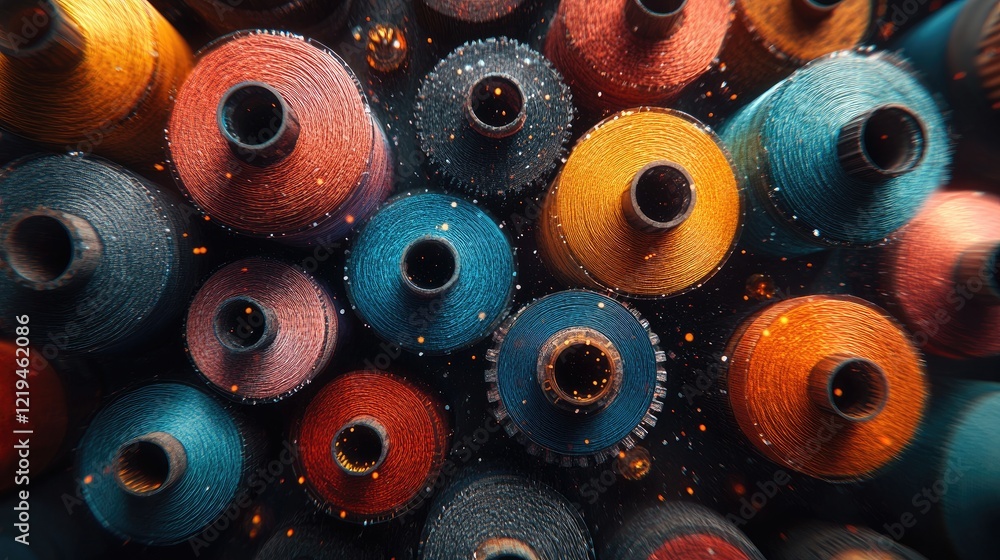 Fototapeta premium A vibrant visualization of interconnected circular nodes arranged in a gradient of colors,