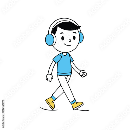the boy is listening to music with headphone 
