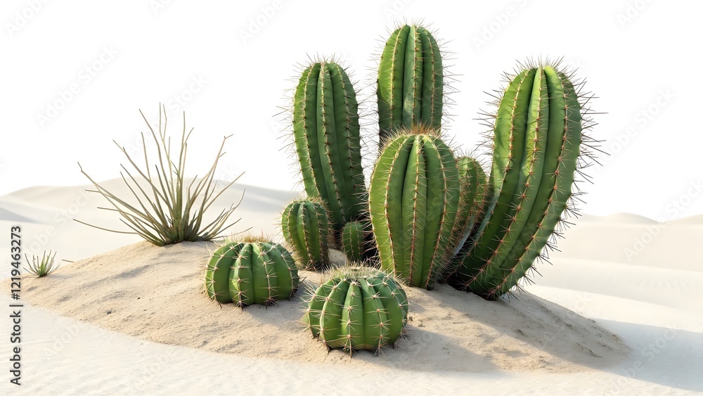Vibrant Cactus Cluster Detailed Spines & Desert Landscape V1 Vibrant Cactus Cluster Detailed Spines & Desert Landscape V1