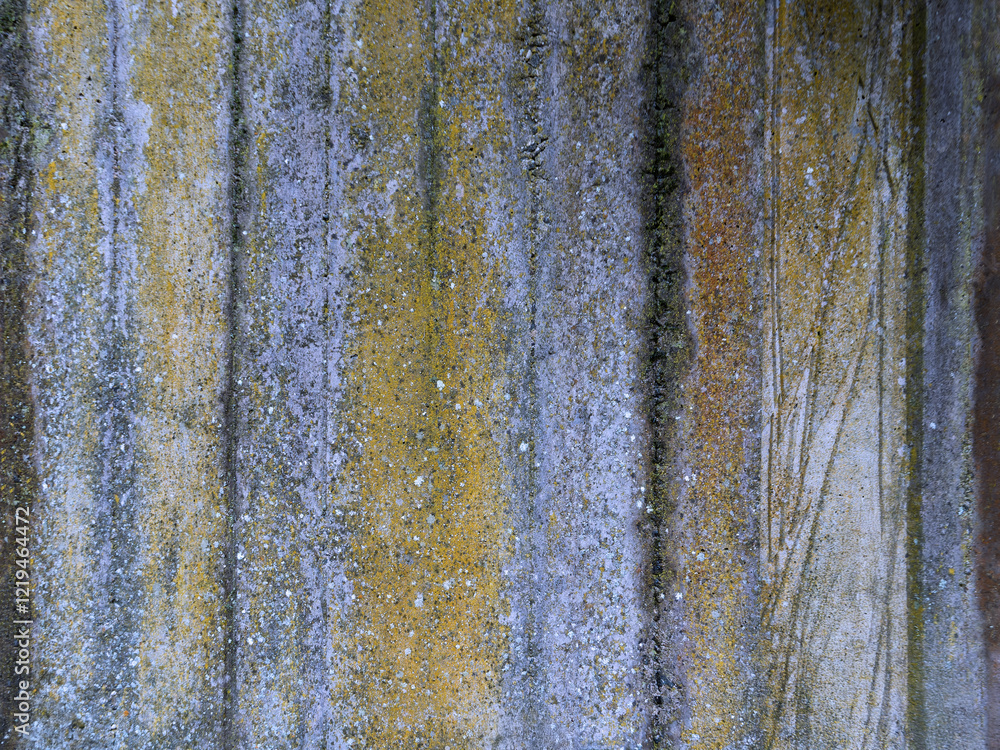 Obraz premium Betonstein Wand verwittert und Moos, farbig