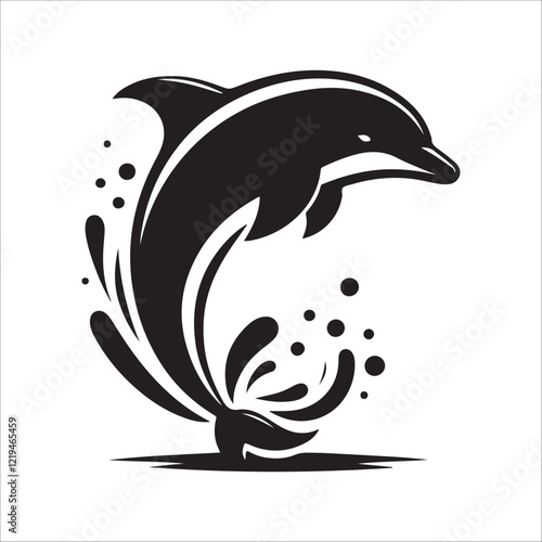 dolphin fish silhouette icon on white background