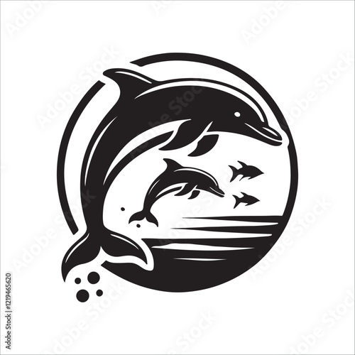 dolphin fish silhouette icon on white background