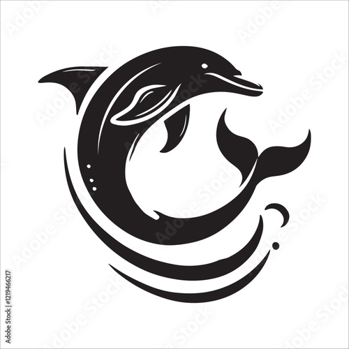 dolphin fish silhouette icon on white background