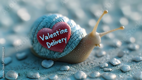 Cute Cartoon Snail Delivering Valentine's Day Surprise in 3D