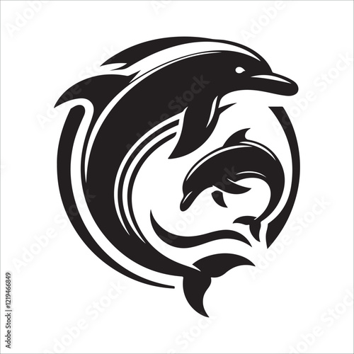 dolphin fish silhouette icon on white background