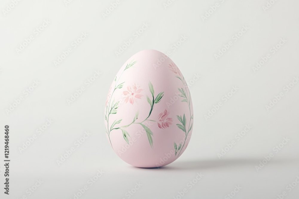 Delicate pink egg adorned with intricate floral patterns, symbol Delicate pink egg adorned with intricate floral patterns, symbol