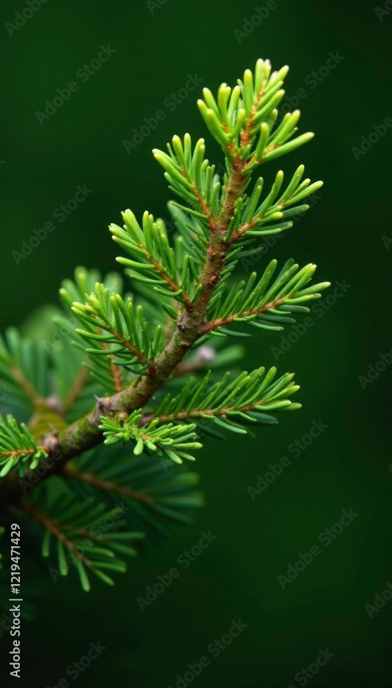 Isolated fir branch with moss and lichen isolated on green background, firs, trees Isolated fir branch with moss and lichen isolated on green background, firs, trees