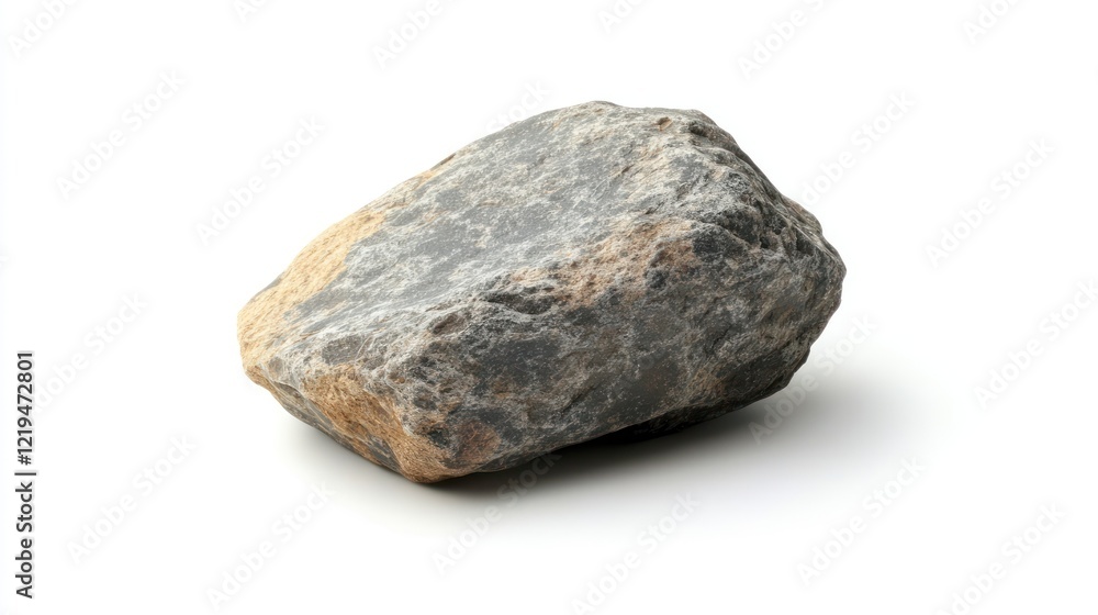 A Single Grey Rock on White Background A Single Grey Rock on White Background