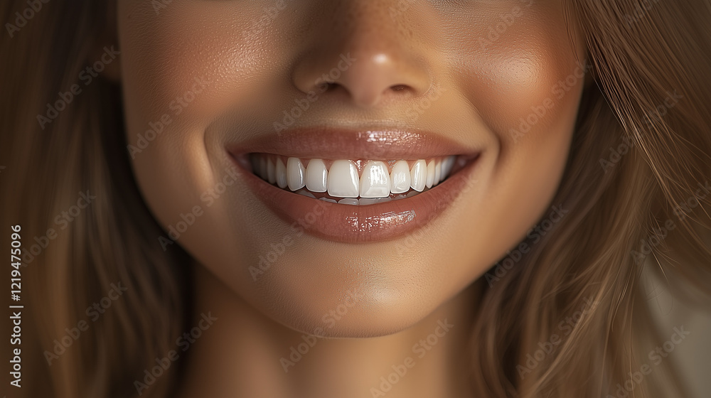 Close-up of a radiant smile with healthy white teeth Close-up of a radiant smile with healthy white teeth