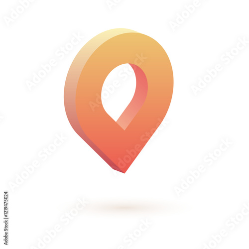 Isometric 3d pin pointer road icon with a colorful gradient on the transparent background.