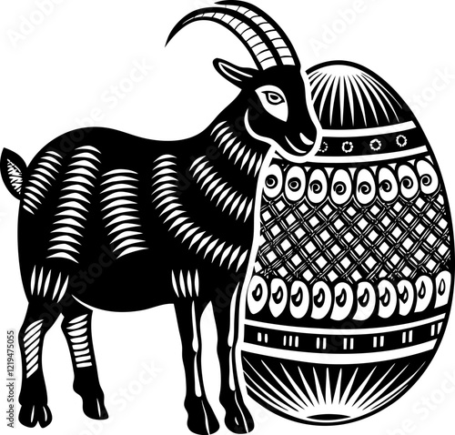 illustration of goat and eggs easter day silhouette 
