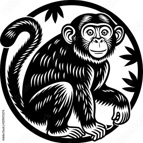 illustration of a monkey in a tree vector silhouette