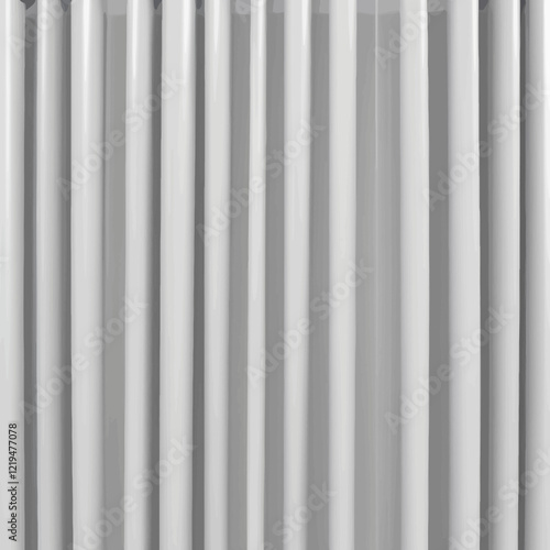 Close-up texture of industrial warehouse plastic PVC white curtain hanging indoors. Background for banner, vector illustration. Background or texture for 3D mapping.