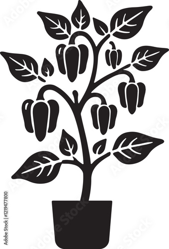 silhouette of capsicum tree vector art illustration