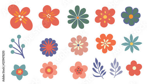 Set of flowers. Abstract origami flowers, Collection wildflowers icon on white background. style for fabric, banners, wallpaper, posters, online shopping.Vector illustration design and creative idea. 
