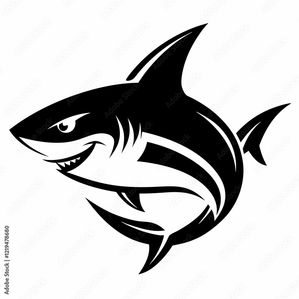 Obraz premium shark, fish, animal, sea, vector, cartoon, illustration, white, ocean, isolated, fin, water, predator, blue, danger, silhouette, underwater, dolphin, nature, teeth, dangerous, wildlife, marine, swimmi