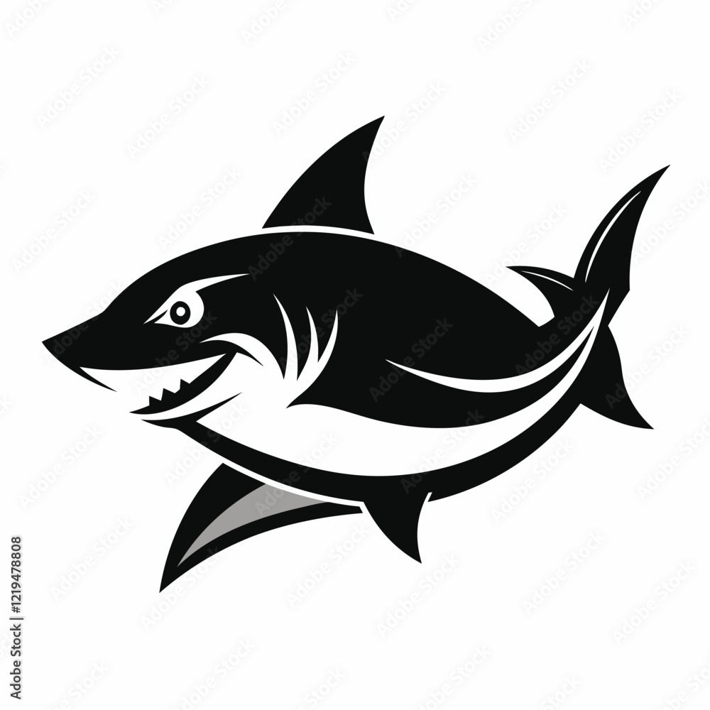 Obraz premium shark, fish, animal, sea, vector, cartoon, illustration, white, ocean, isolated, fin, water, predator, blue, danger, silhouette, underwater, dolphin, nature, teeth, dangerous, wildlife, marine, swimmi