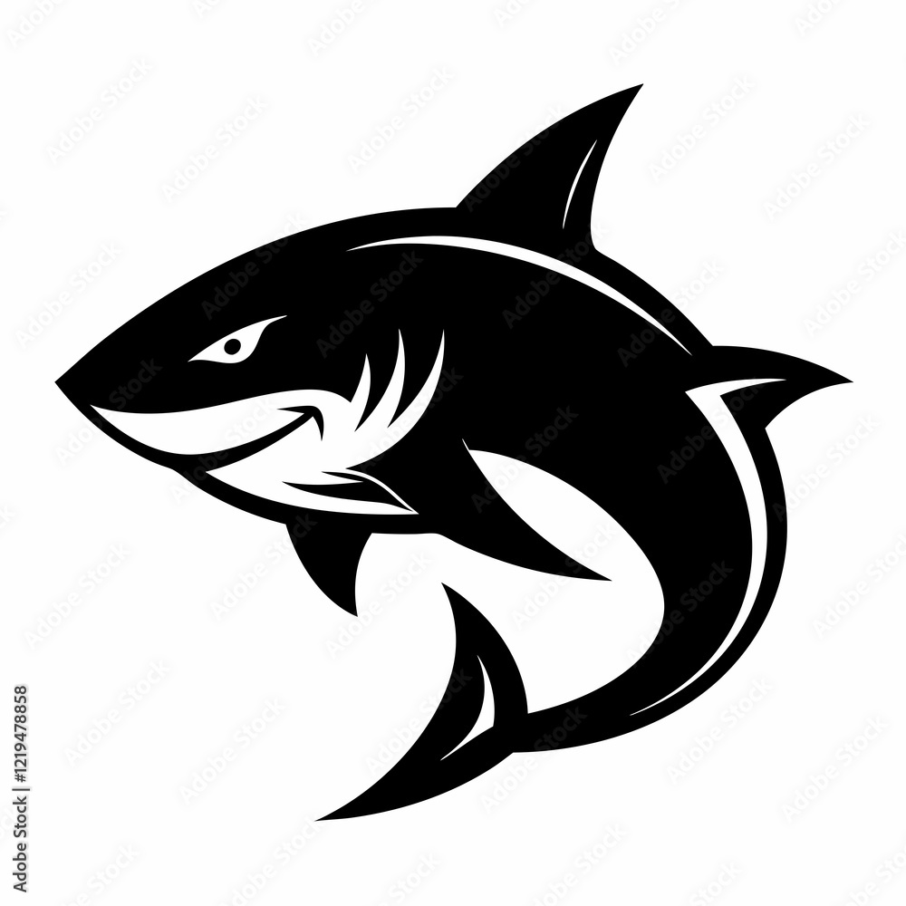 Fototapeta premium shark, fish, animal, sea, vector, cartoon, illustration, white, ocean, isolated, fin, water, predator, blue, danger, silhouette, underwater, dolphin, nature, teeth, dangerous, wildlife, marine, swimmi