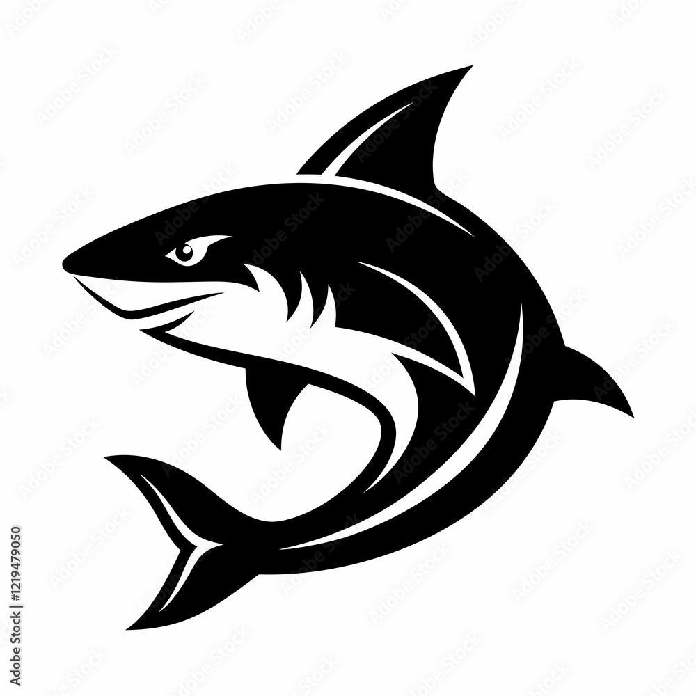 Fototapeta premium shark, fish, animal, sea, vector, cartoon, illustration, white, ocean, isolated, fin, water, predator, blue, danger, silhouette, underwater, dolphin, nature, teeth, dangerous, wildlife, marine, swimmi