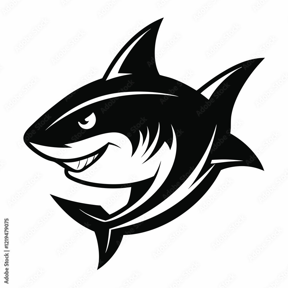 Fototapeta premium shark, fish, animal, sea, vector, cartoon, illustration, white, ocean, isolated, fin, water, predator, blue, danger, silhouette, underwater, dolphin, nature, teeth, dangerous, wildlife, marine, swimmi