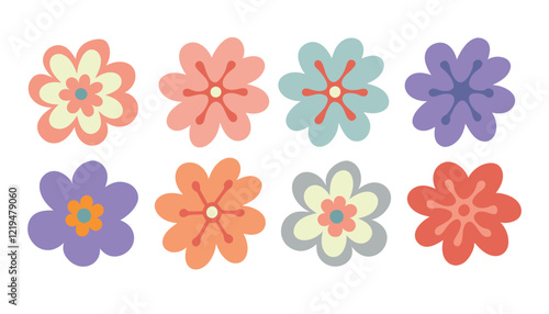 Set of flowers. Abstract origami flowers, Collection wildflowers icon on white background. style for fabric, banners, wallpaper, posters, online shopping.Vector illustration design and creative idea. 