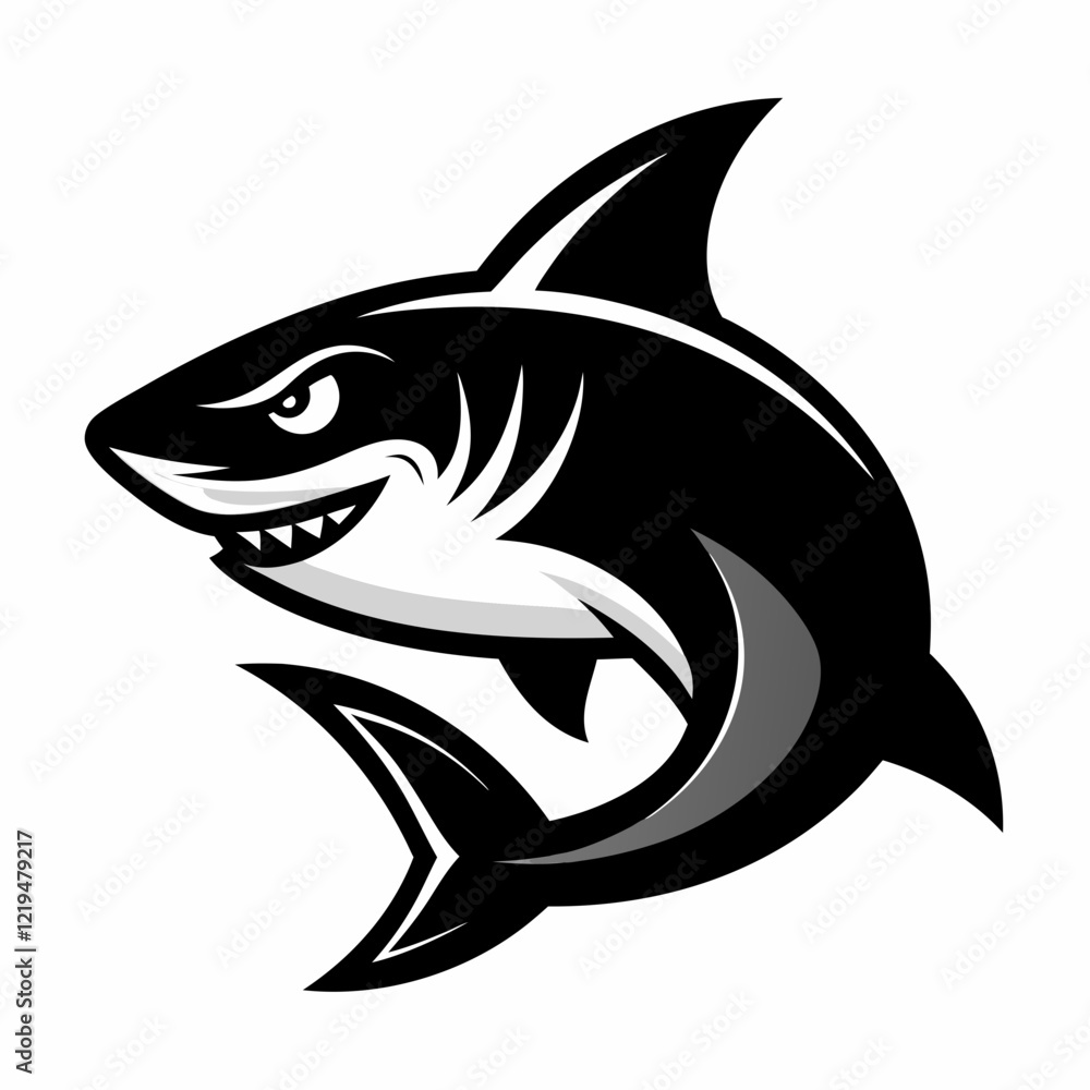 Obraz premium shark, fish, animal, sea, vector, cartoon, illustration, white, ocean, isolated, fin, water, predator, blue, danger, silhouette, underwater, dolphin, nature, teeth, dangerous, wildlife, marine, swimmi
