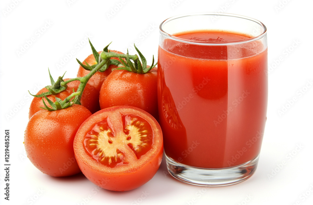 Nutritious Tomato Juice with Fresh Tomatoes, Isolated Nutritious Tomato Juice with Fresh Tomatoes, Isolated