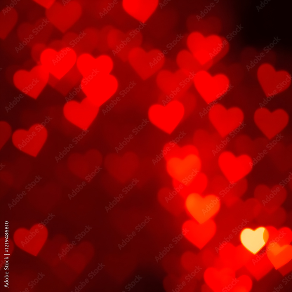 Romantic glowing red heart bokeh background with lights for Valentine’s Day card, wallpaper Romantic glowing red heart bokeh background with lights for Valentine’s Day card, wallpaper