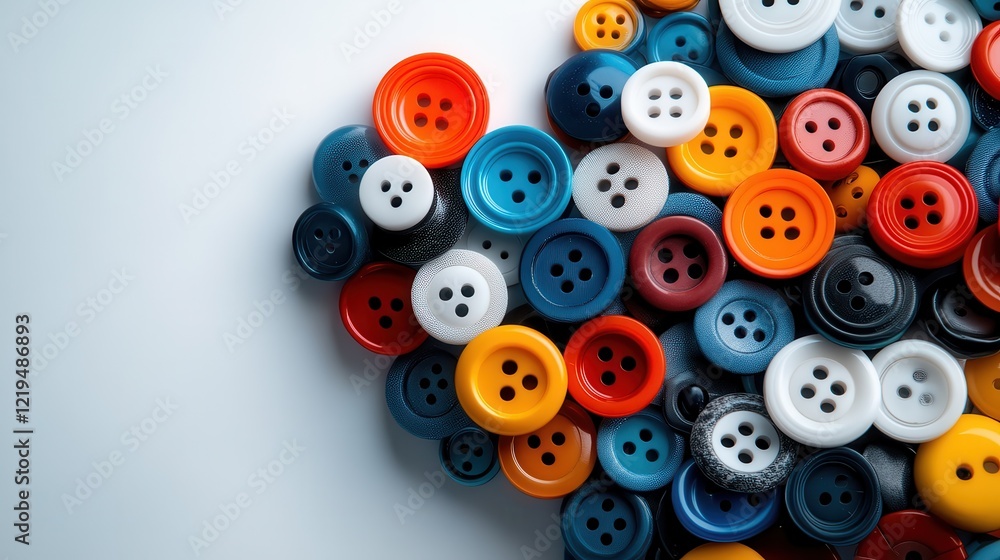 A visually stunning collection of assorted buttons, arranged in a creative pattern, highlighting the diversity of colors and shapes, perfect for arts and crafts enthusiasts and designers alike. A visually stunning collection of assorted buttons, arranged in a creative pattern, highlighting the diversity of colors and shapes, perfect for arts and crafts enthusiasts and designers alike.