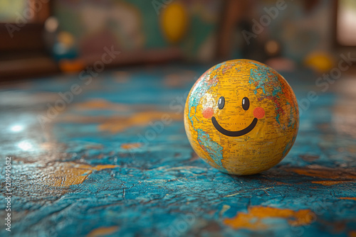 Happy Smiling Globe Earth World Map