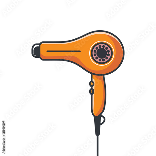 Minimalist Flat Vector Illustration of Hair Dryer on White Background
