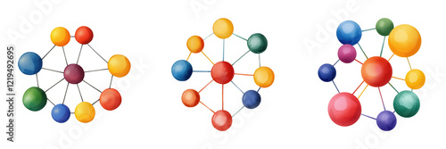 Colorful molecular structures connected by lines, representing scientific concepts and chemical bonding.