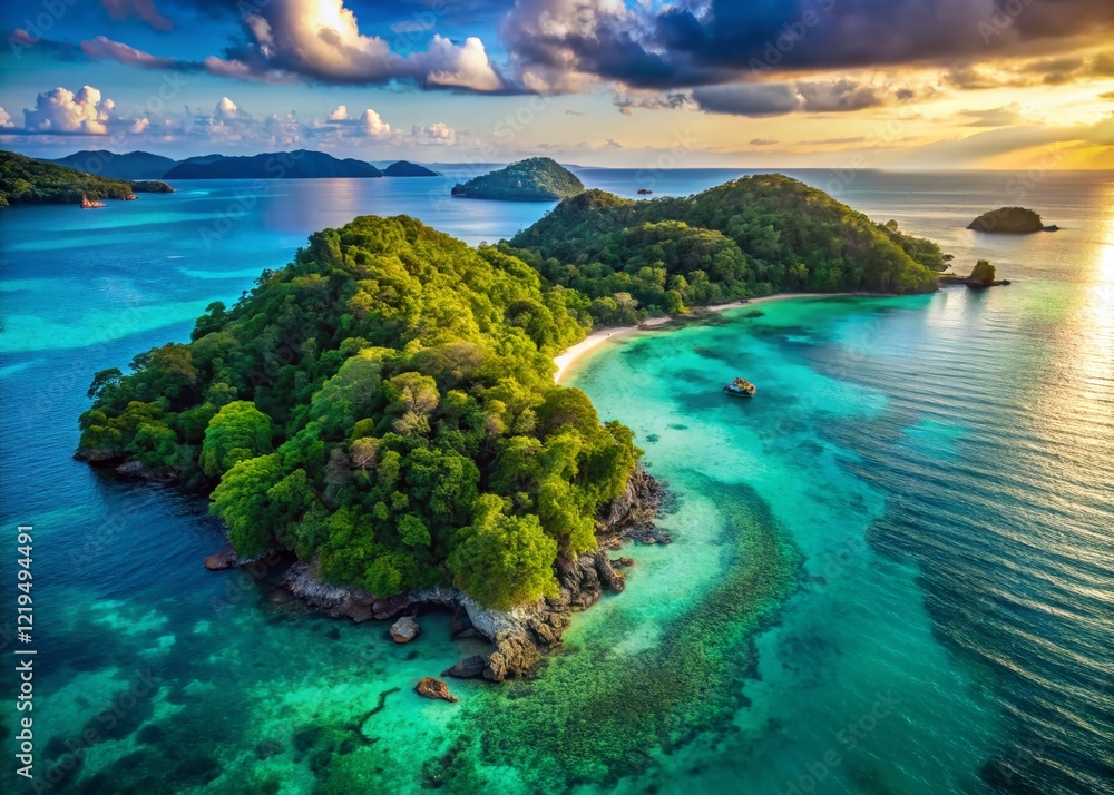 Fototapeta premium Stunning Aerial View of Idyllic Islands near Phuket, Thailand