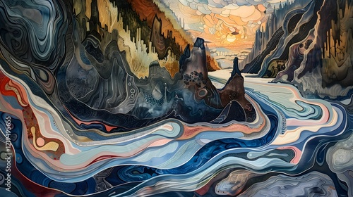 Flowing River of Weight Loss Carving Through Vibrant Mountain Landscape