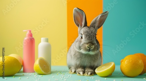 Rabbit Using Various Household and Cosmetic Products in Dynamic Split Screen