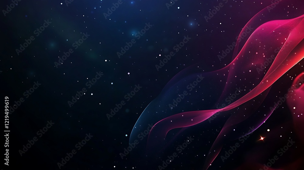 Obraz premium Abstract Cosmic Waves Flowing Through Starry Space