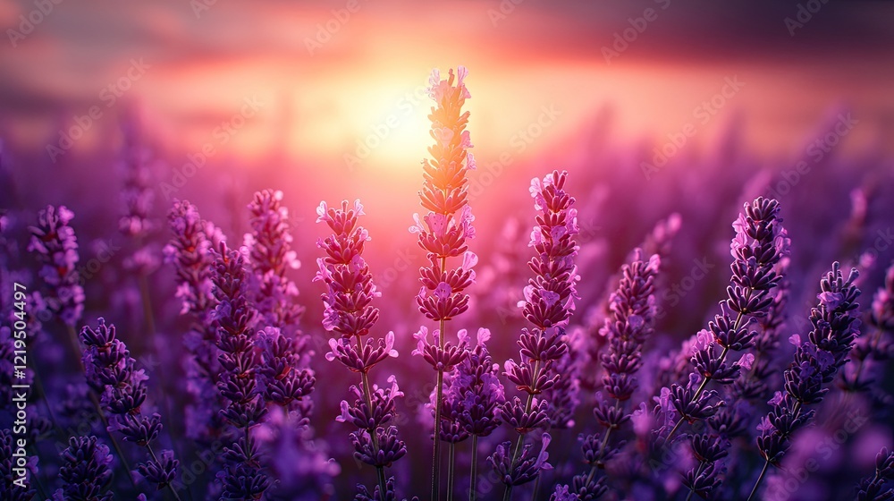 Naklejka premium A breathtaking lavender field stretches into the distance,