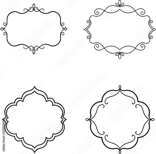  Hand drawn line borders ornamental decorative frame illustration