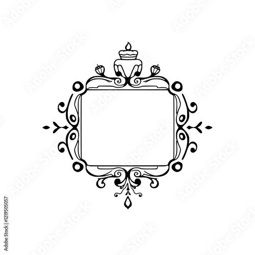 Elegant Vintage Frame Design: Ornate Flourish Border for Wedding, Invitation, or Decorative Element. Perfect for adding a classic and sophisticated touch to your projects.