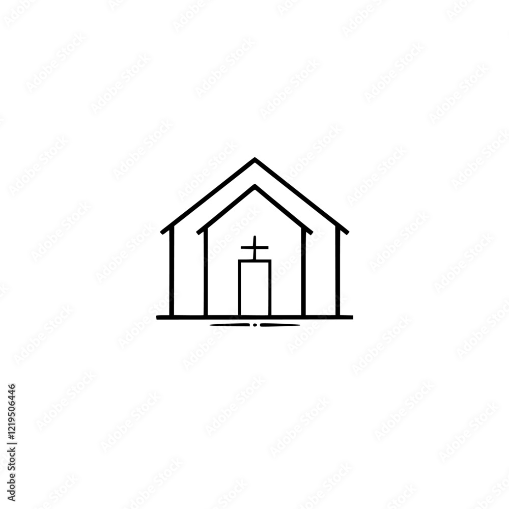 Simple Church Line Art: Minimalist Christian Symbol, Religious Building Icon, Faith-Based Design Simple Church Line Art: Minimalist Christian Symbol, Religious Building Icon, Faith-Based Design
