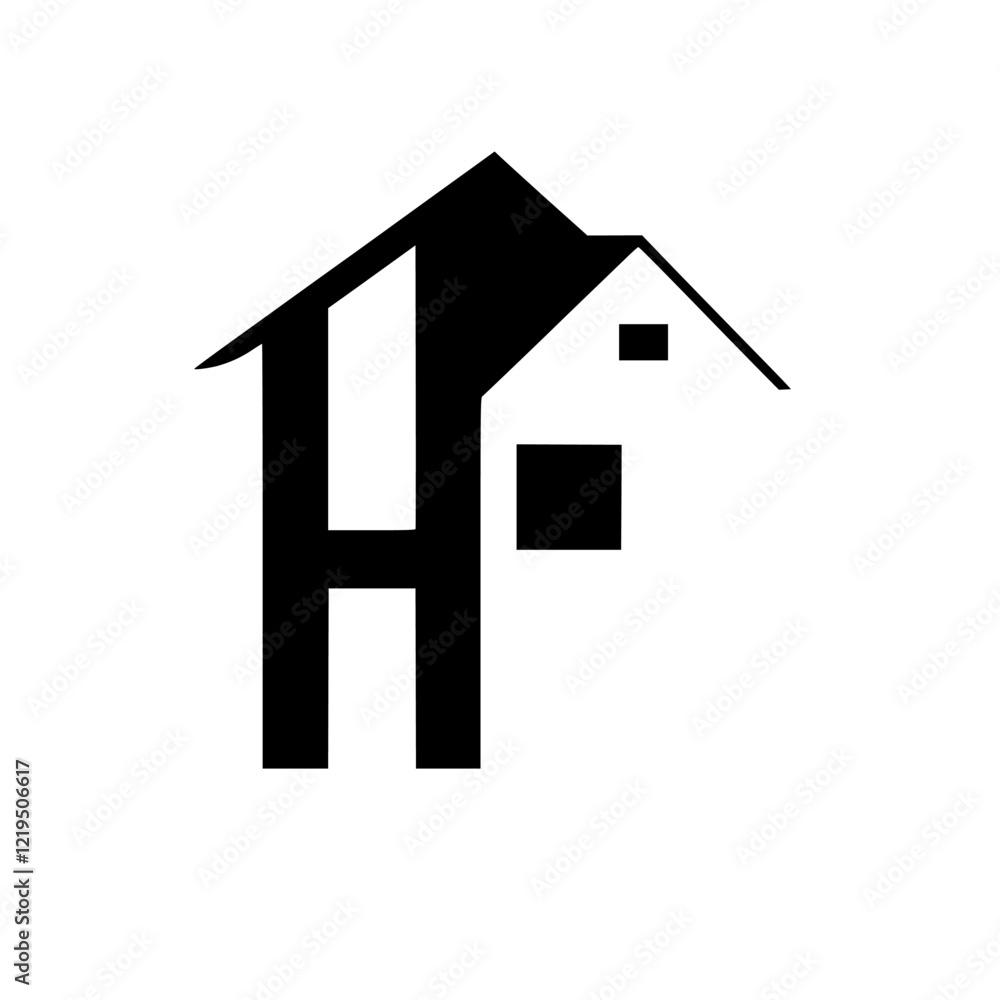 Modern House Logo Design: Minimalist Home Symbol, Geometric Architecture Illustration Modern House Logo Design: Minimalist Home Symbol, Geometric Architecture Illustration